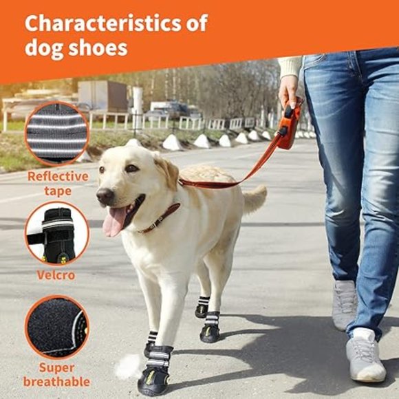 Waterproof Breathable Reflective anti-slip Large Dog Boots to protect paws EUC - Picture 3 of 7